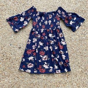 NWT Xhileration Target Floral Smock Navy Blue Dress Size M